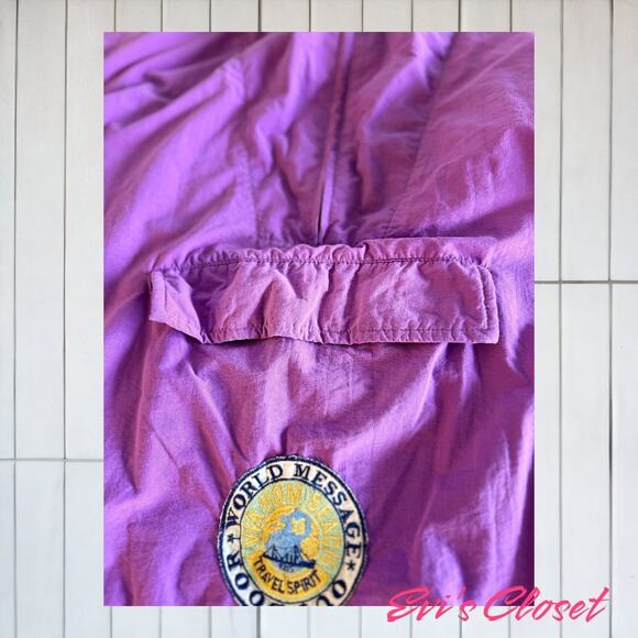 HOM  Jacket Mens, Purple Wind Breaker Pullover Front Side Pockets Hooded - Picture 4 of 14